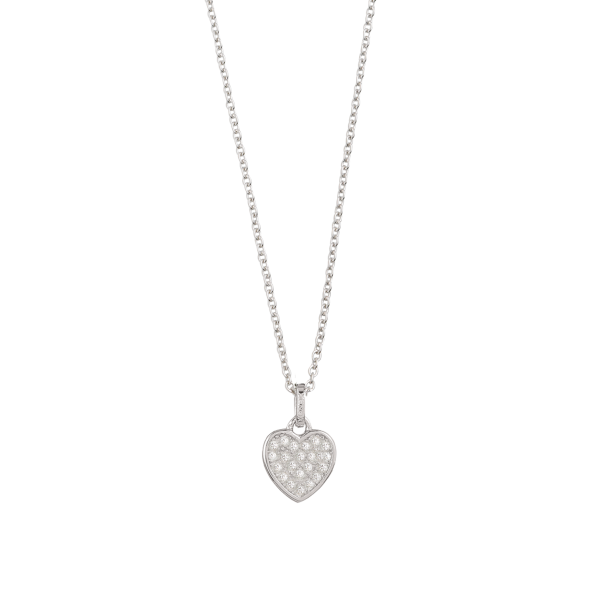 XENOX Herz HALSKETTE für Damen, silberfarben aus Sterlingsilber, Länge 45 cm mit weißen Zirkonia